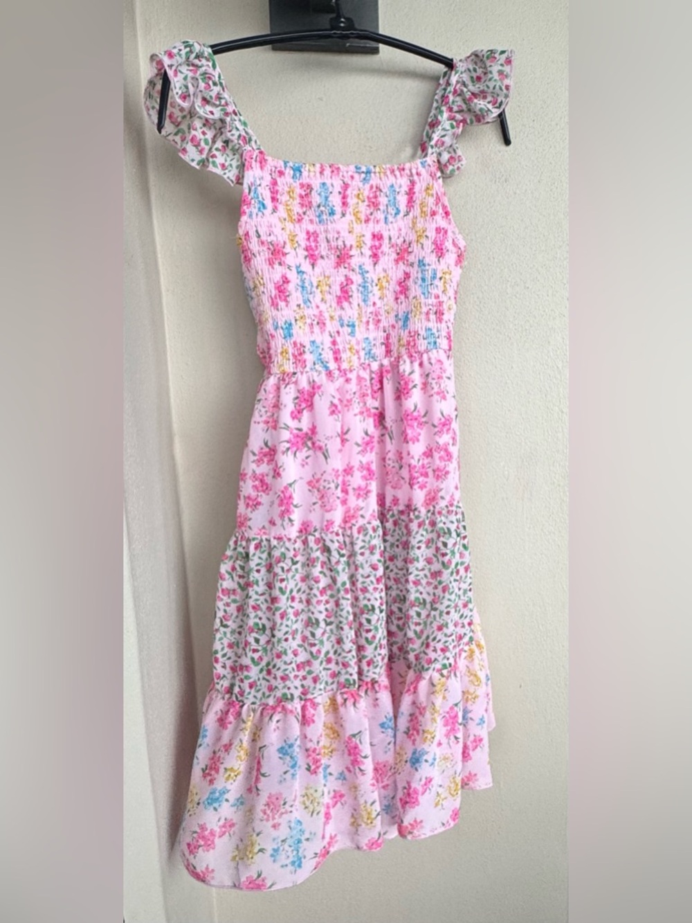 Chenault/Pink & Violet Girls Sundress Multicolor Floral 100% Polyester Size 9/10